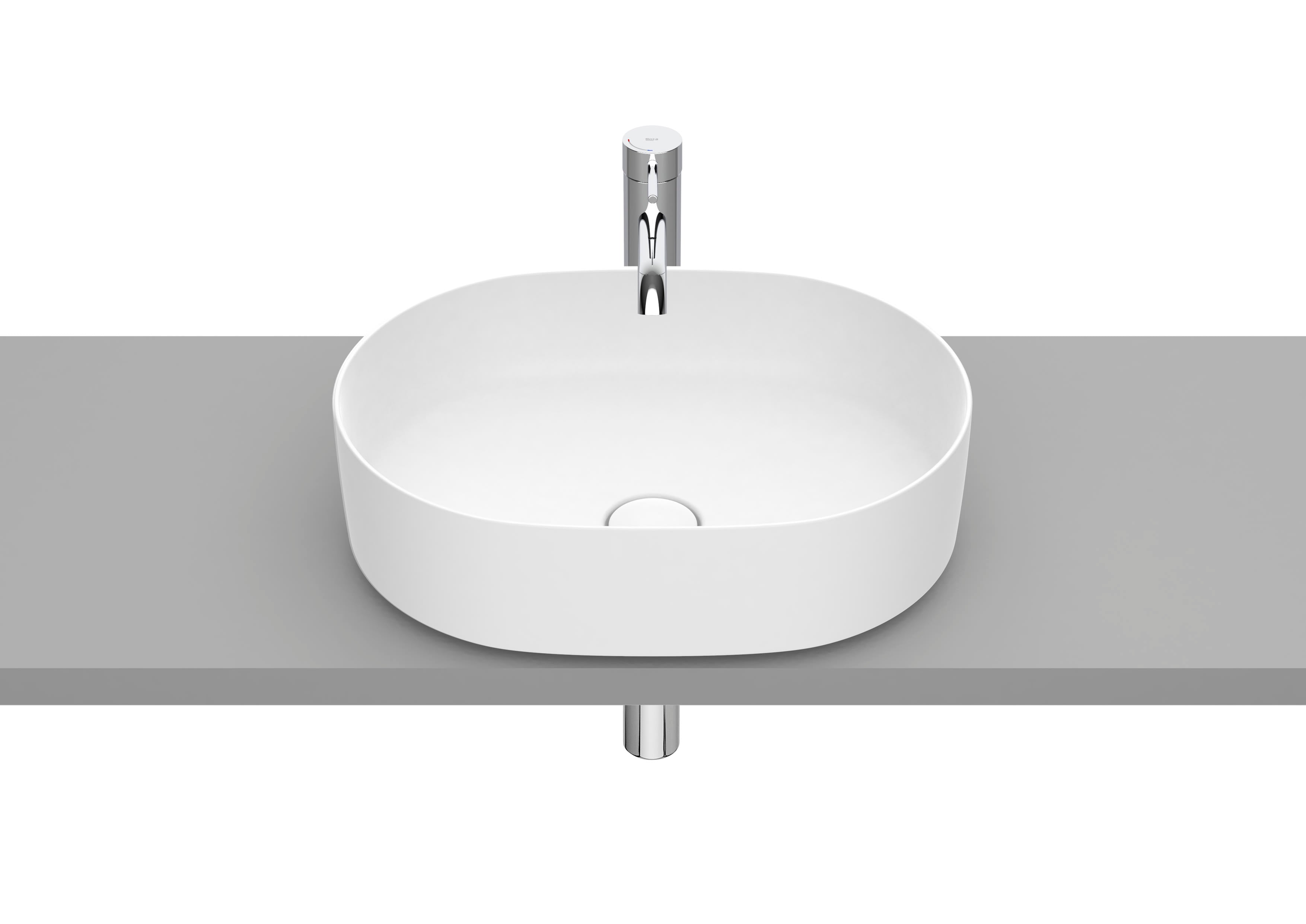 Roca Inspira ROUND – Овален умивалник върху плот 50×37×14см White бял FINECERAMIC® A327520000
