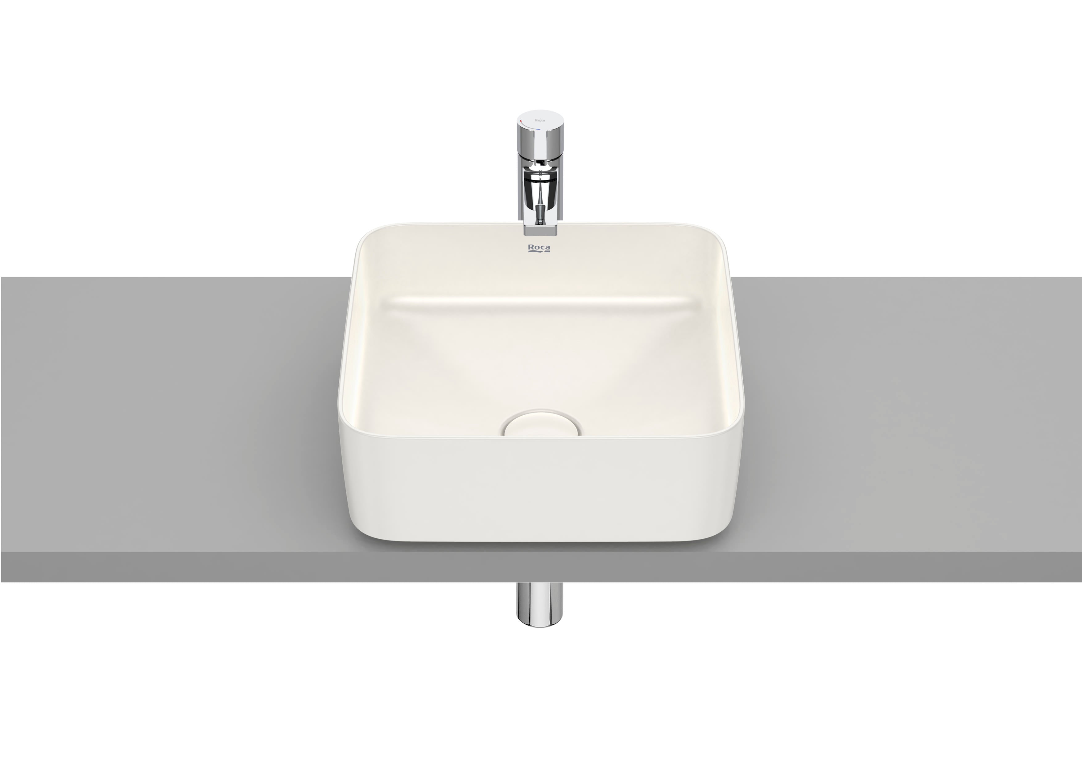 Roca Inspira SQUARE – Умивалник върху плот 37×37×14см White бял FINECERAMIC® A327532000