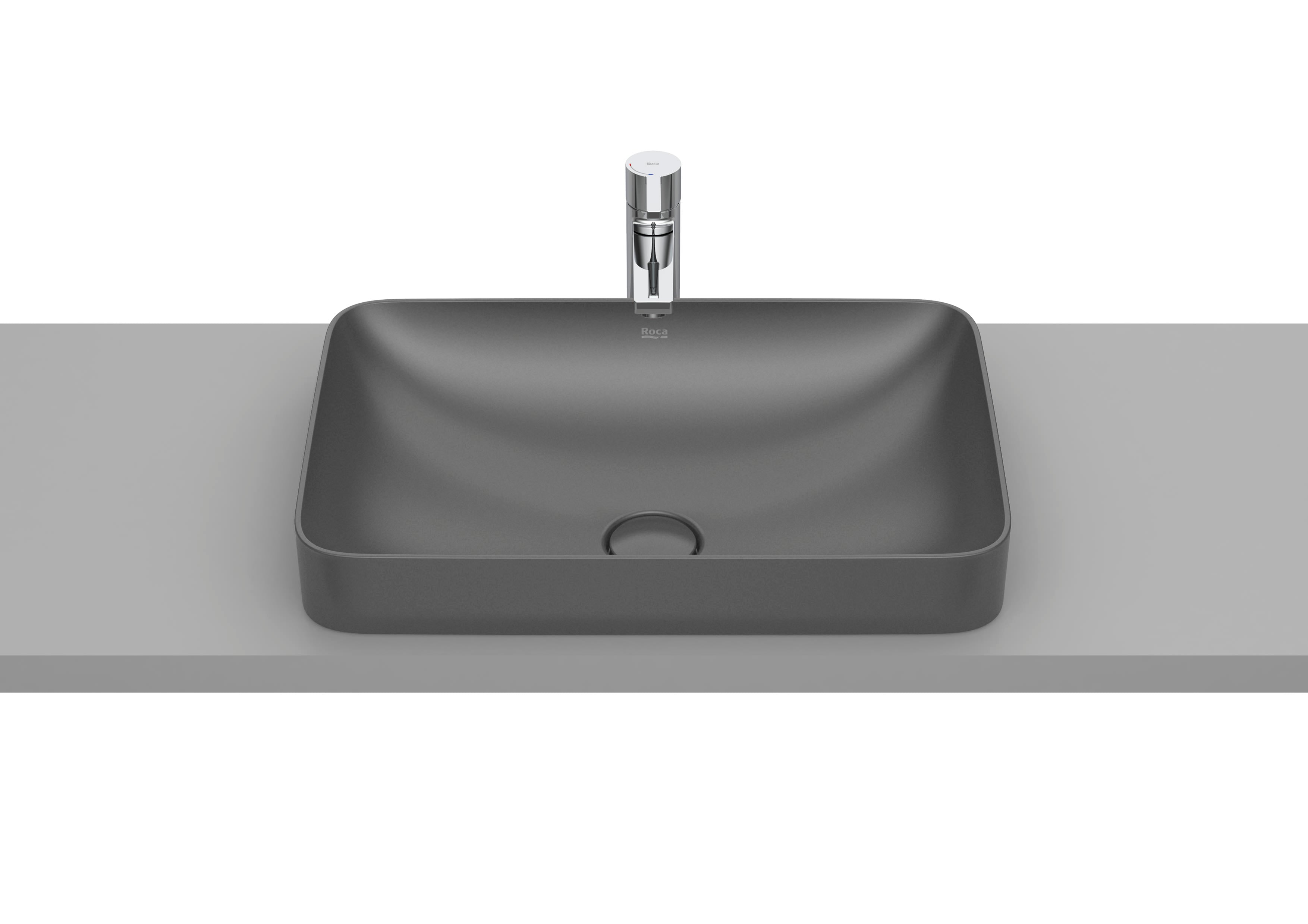 Roca Inspira SQUARE – Умивалник за вграждане в плот 55×37×7.5см White бял FINECERAMIC® A327534000