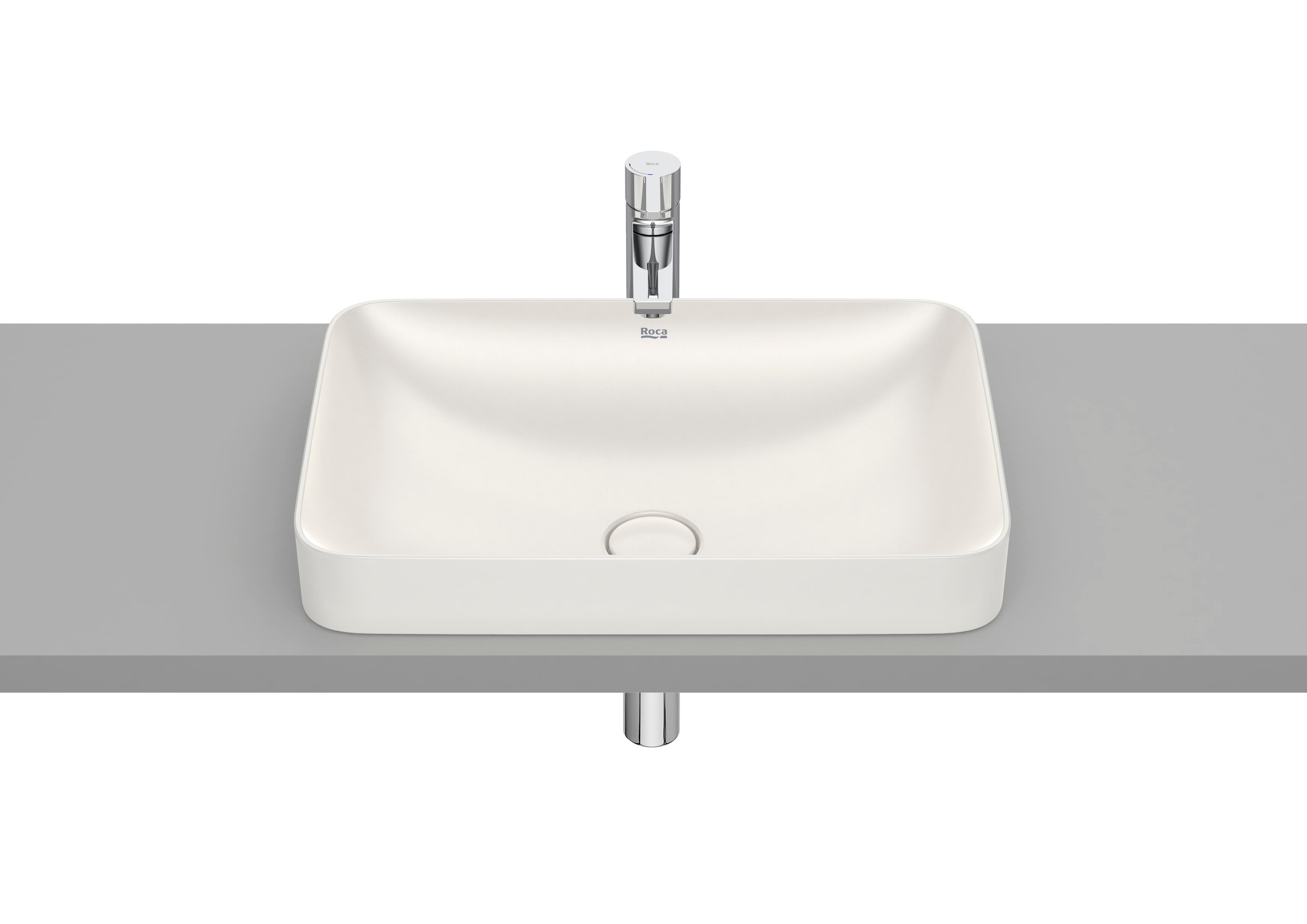 Roca Inspira SQUARE – Умивалник за вграждане в плот 55×37×7.5см White бял FINECERAMIC® A327534000