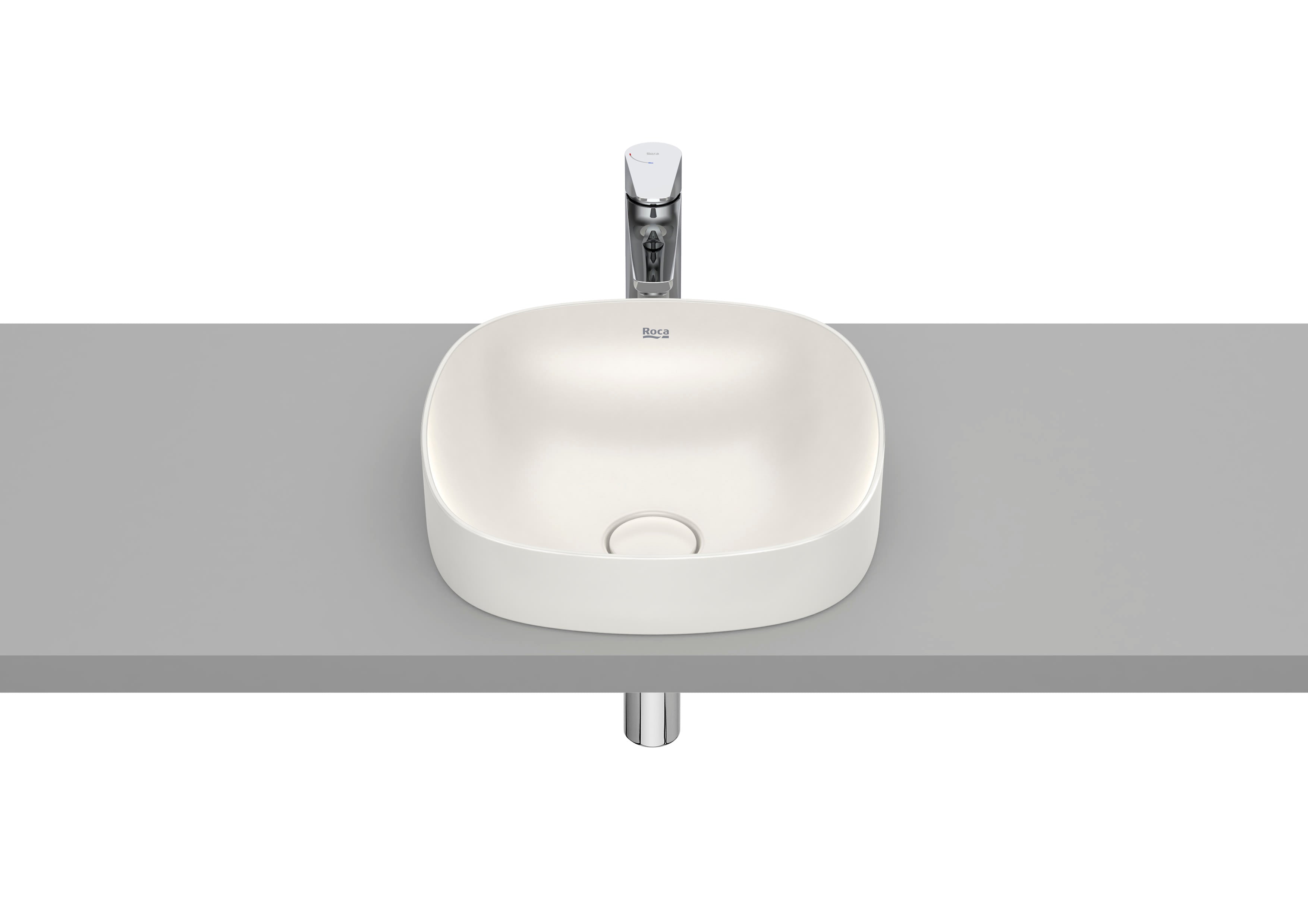 Roca Inspira SOFT – Умивалник за полувграждане 37×37×7.5см White бял FINECERAMIC® Corner A32750R000