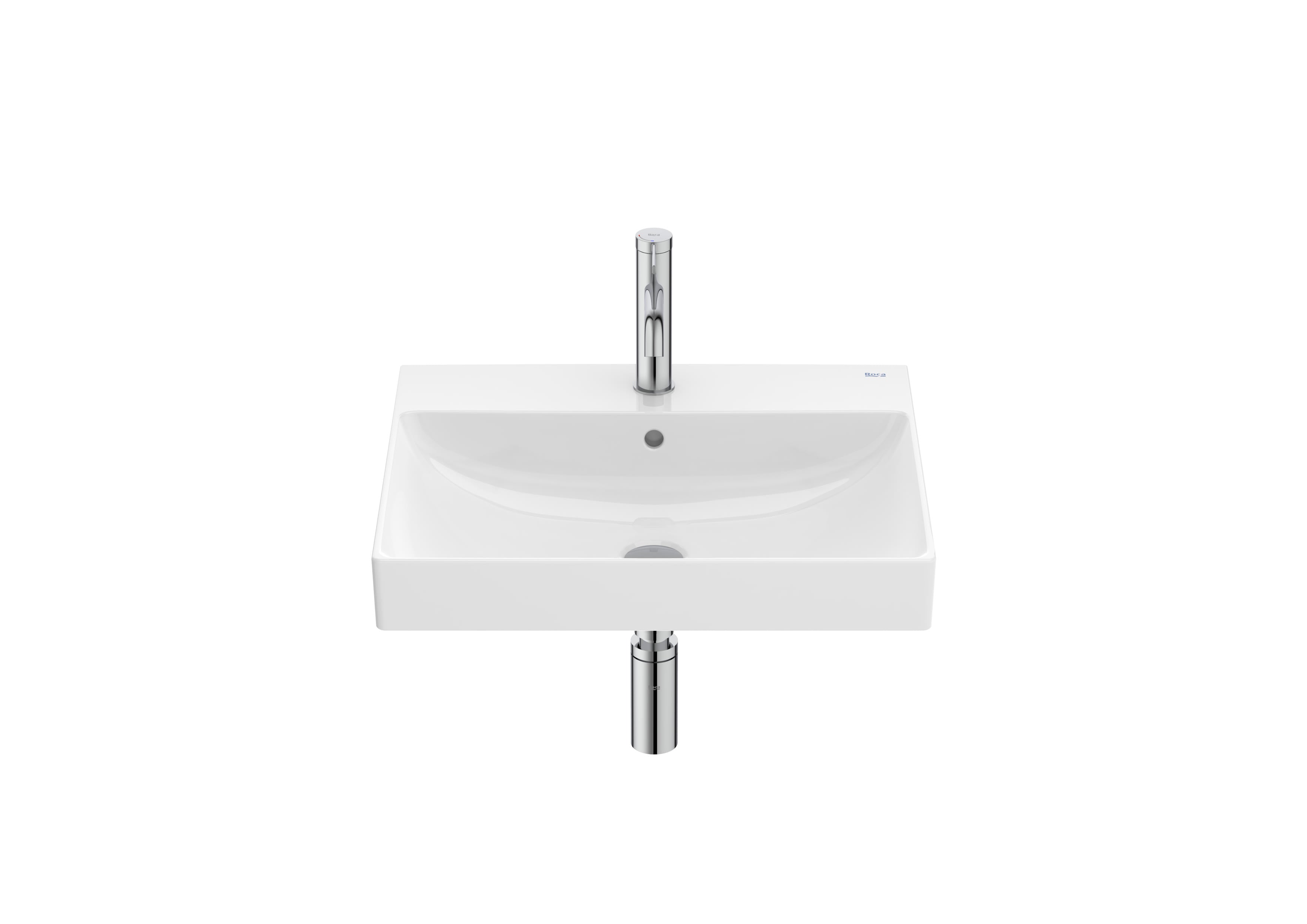 Roca ONA – Компактен умивалник за стенен монтаж 55×46×16см Glossy White бял гланц A327685000