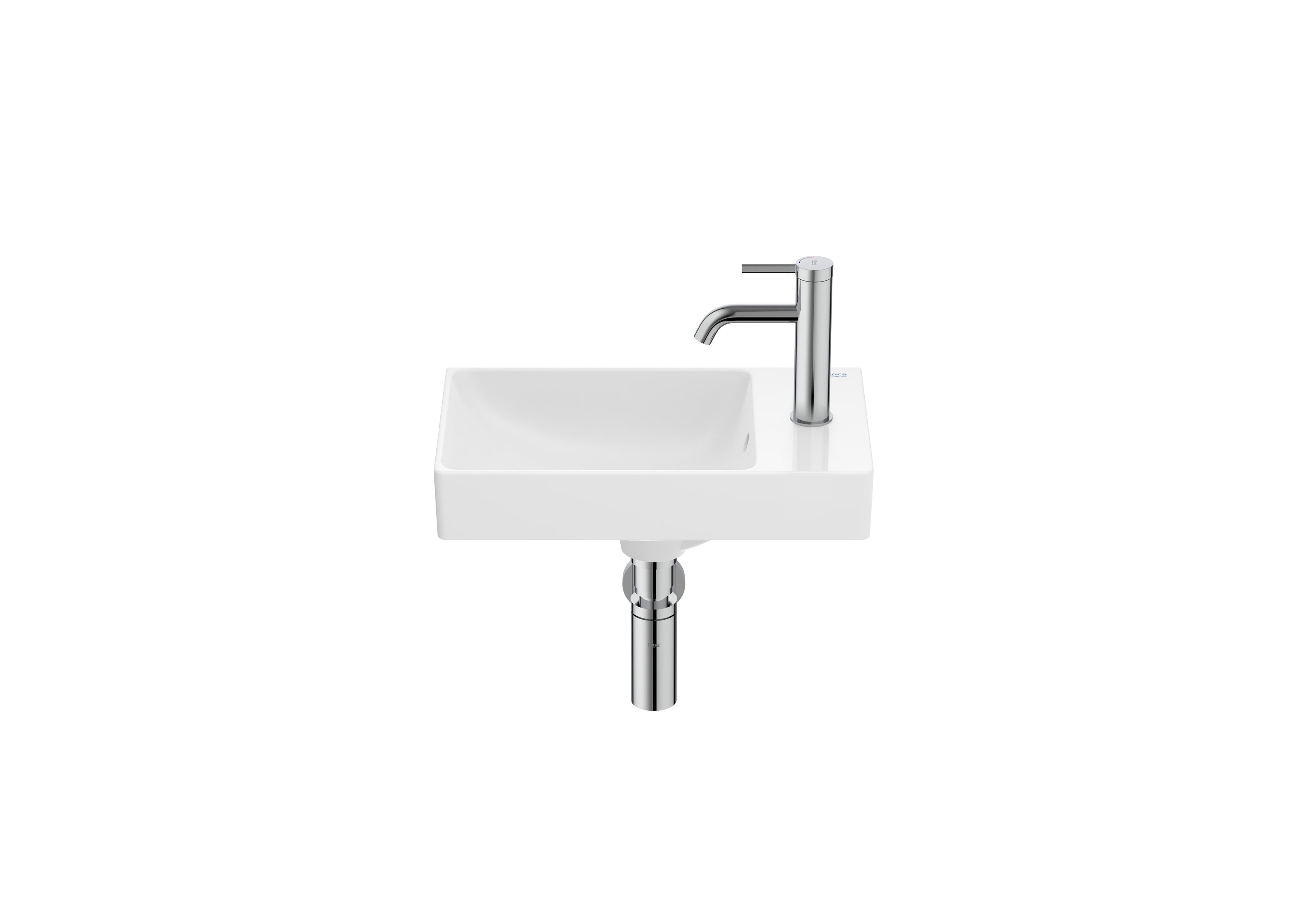 Roca Ona Компактен Умивалник за Стенен Монтаж FINECERAMIC® Rectangular Асиметричен Купа Ляво Glossy White A327681000 - Stonea.BG