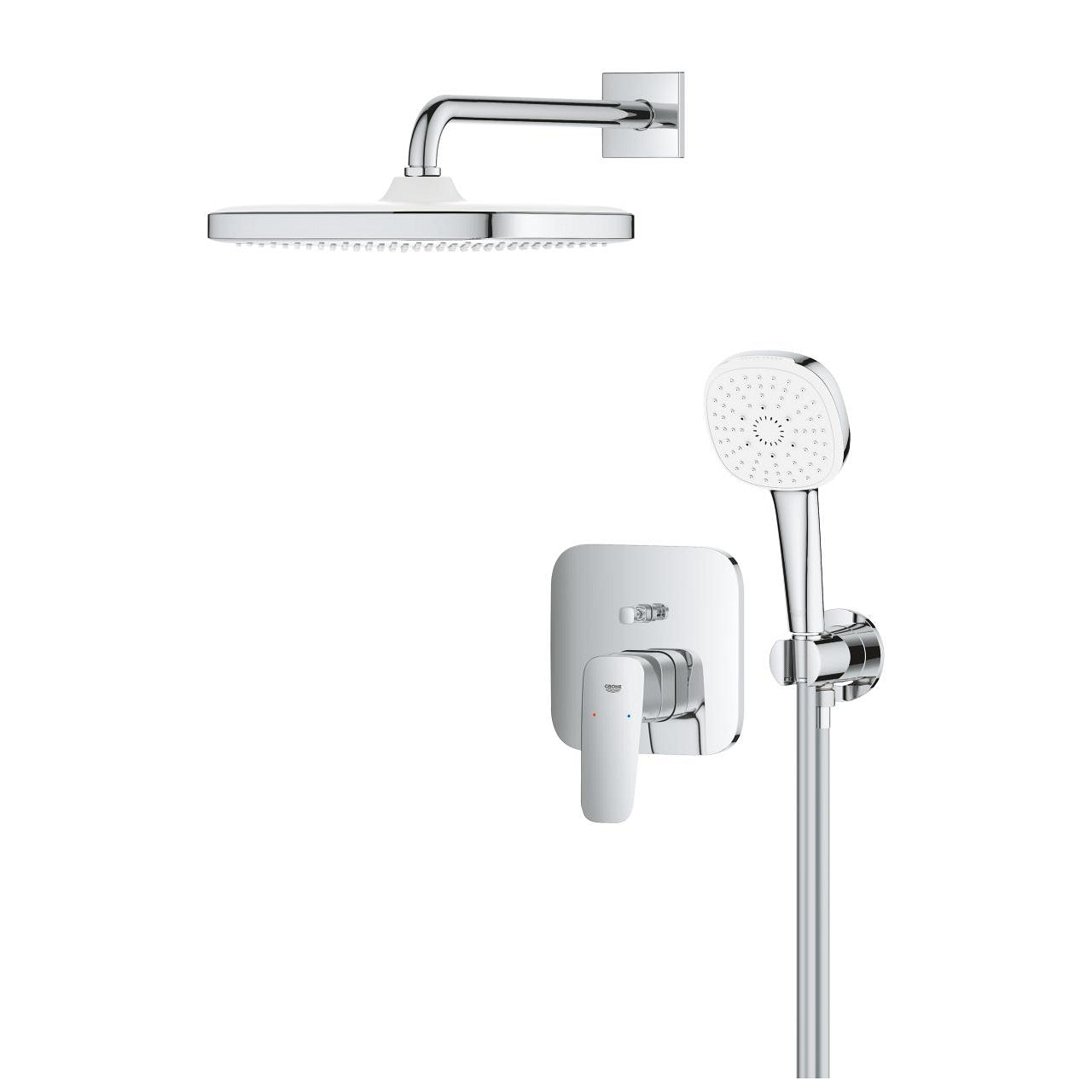 GROHE Cubeo Комплект смесител вграждане + Tempesta 250 Cube + ръчен душ Хром 10 533 60000 - Stonea.BG