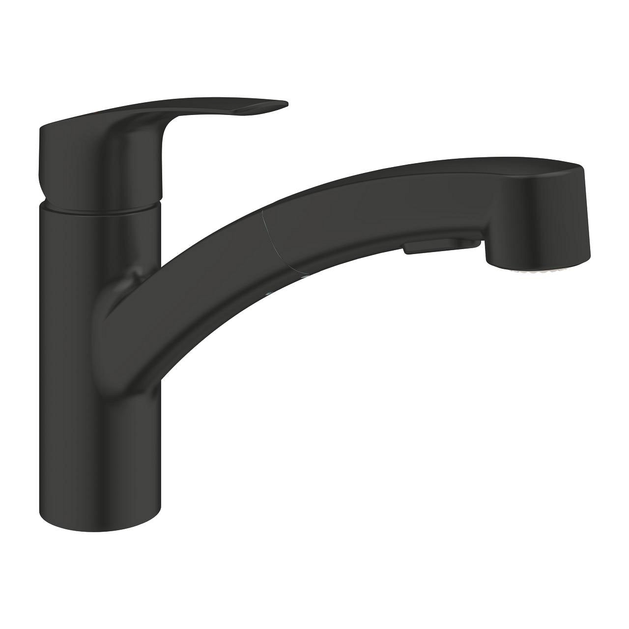GROHE Eurosmart Кухненски Смесител Нисък Чучур + Издърпващ Се Аератор Matte Black 303052431 - Stonea.BG