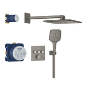GROHE Grohtherm SmartControl Комплект Душ Система с Термостат SmartBox Cube Brushed Hard Graphite 34864AL0 - Stonea.BG