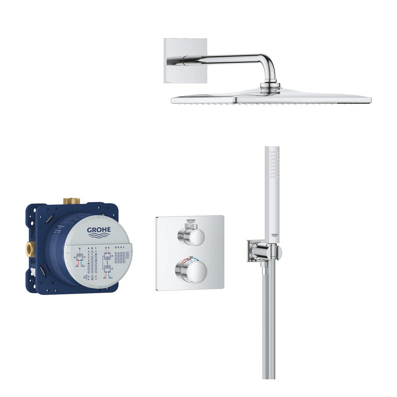GROHE Grohtherm + Rainshower mono 310 Cube Комплект вграждане 34 870 000 - Stonea.BG