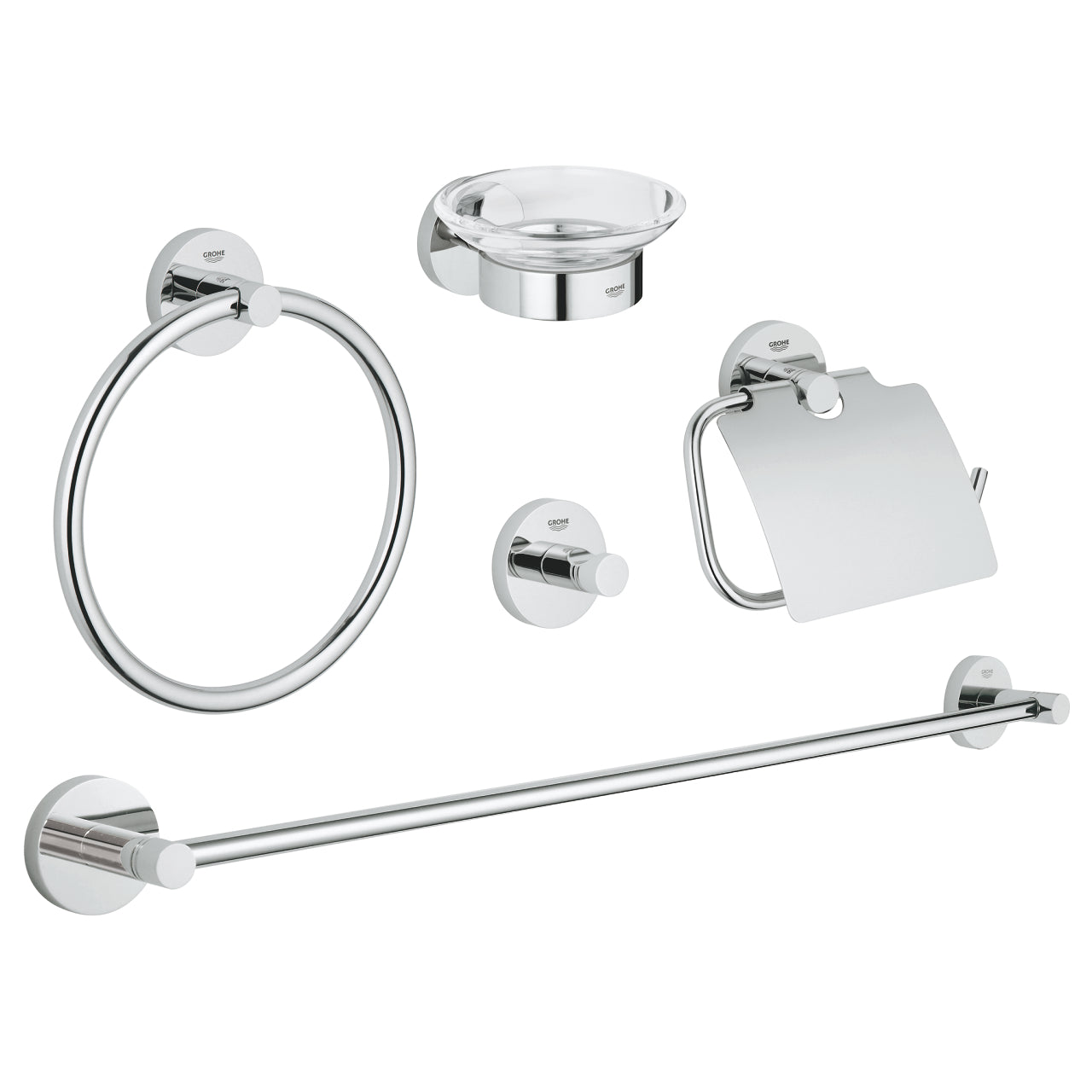 GROHE Essentials Аксесоари 5 в 1 Халка + Сапунера 40 344 001 - Stonea.BG