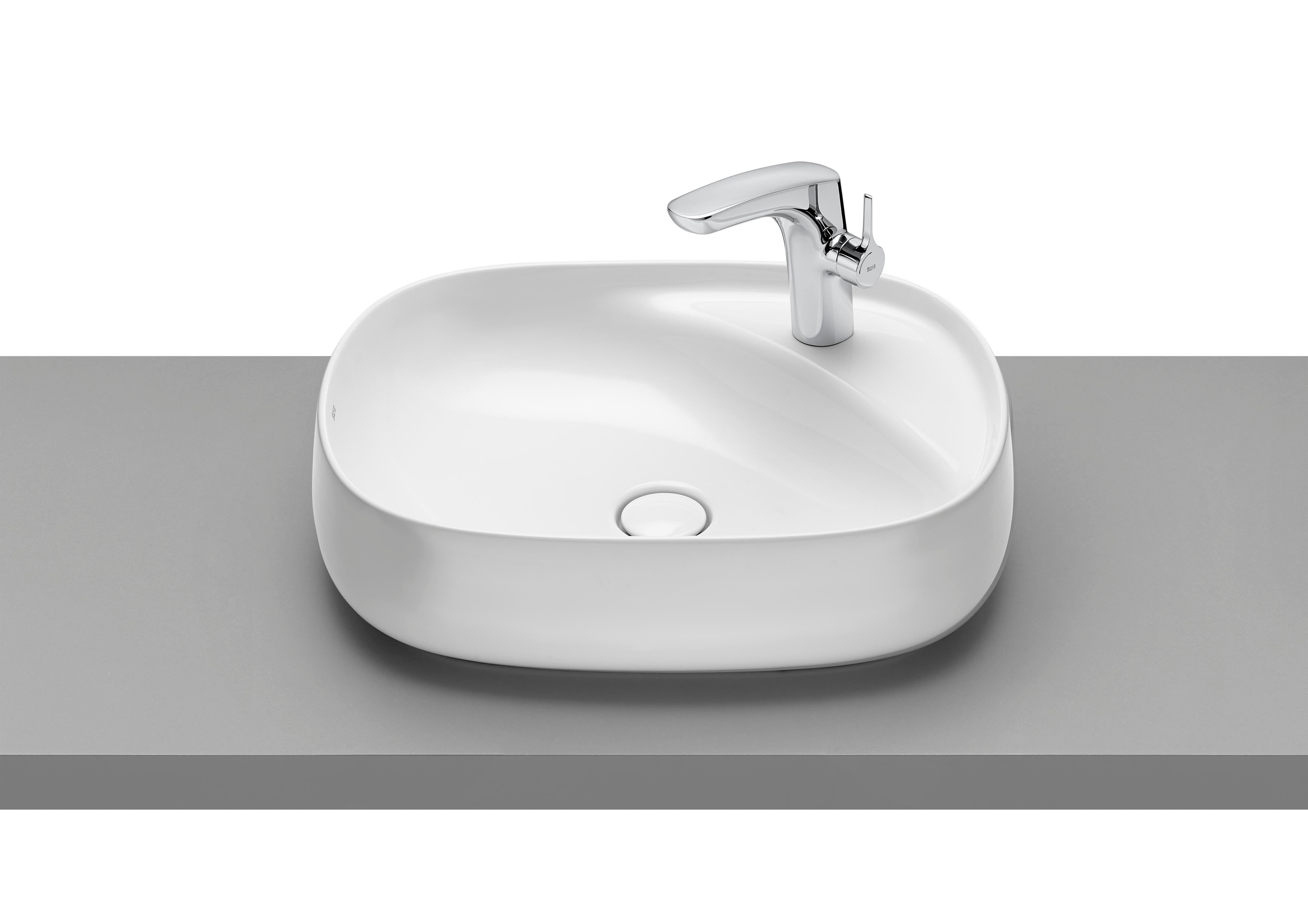Roca Beyond Умивалник FINECERAMIC® върху Плот Soft Интегриран Плот 1 Отвор Дясно White A3270B8000 - Stonea.BG