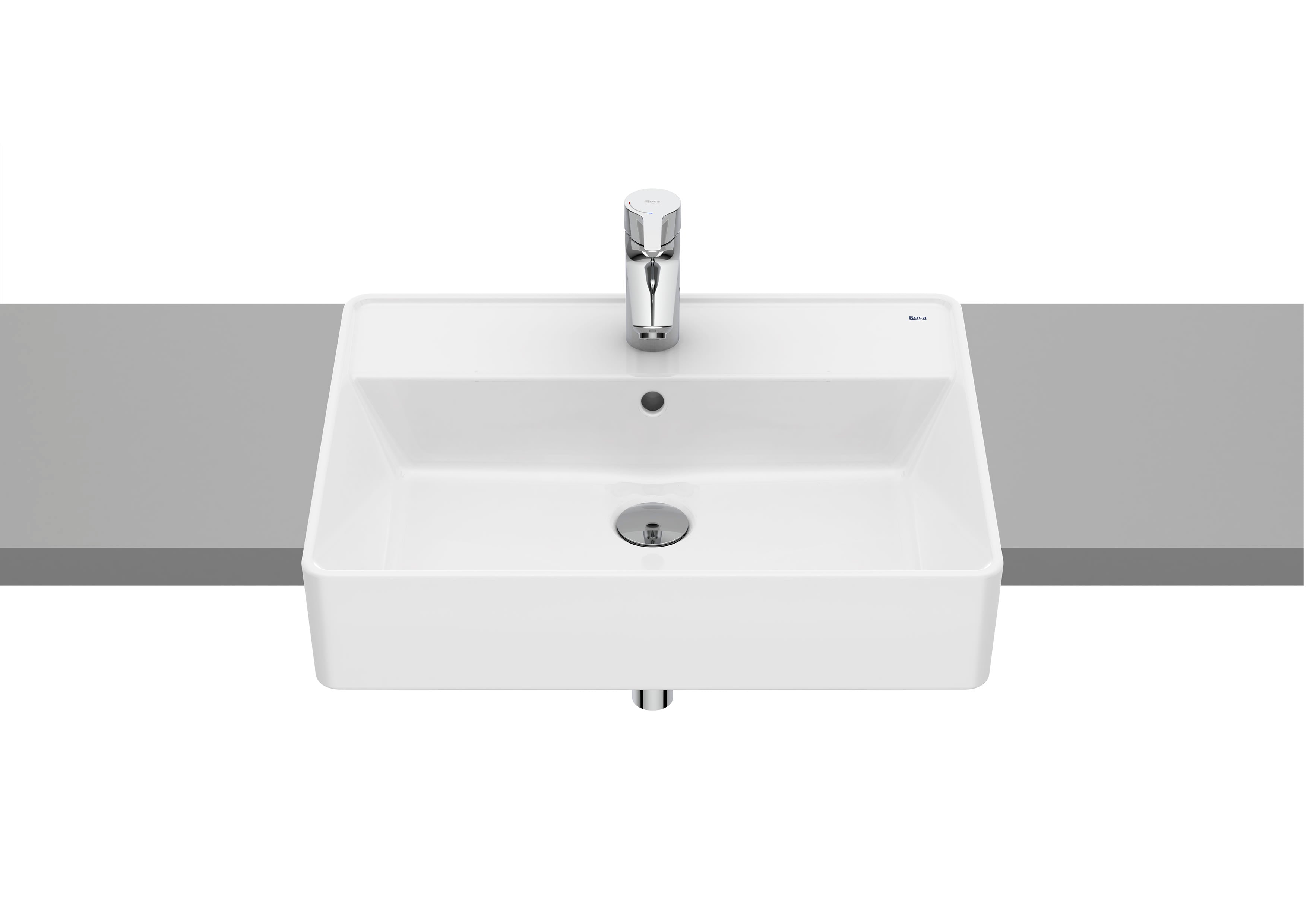 Roca The Gap – Умивалник за полувграждане 55×42×16см White бял 1 отвор A3270YG000