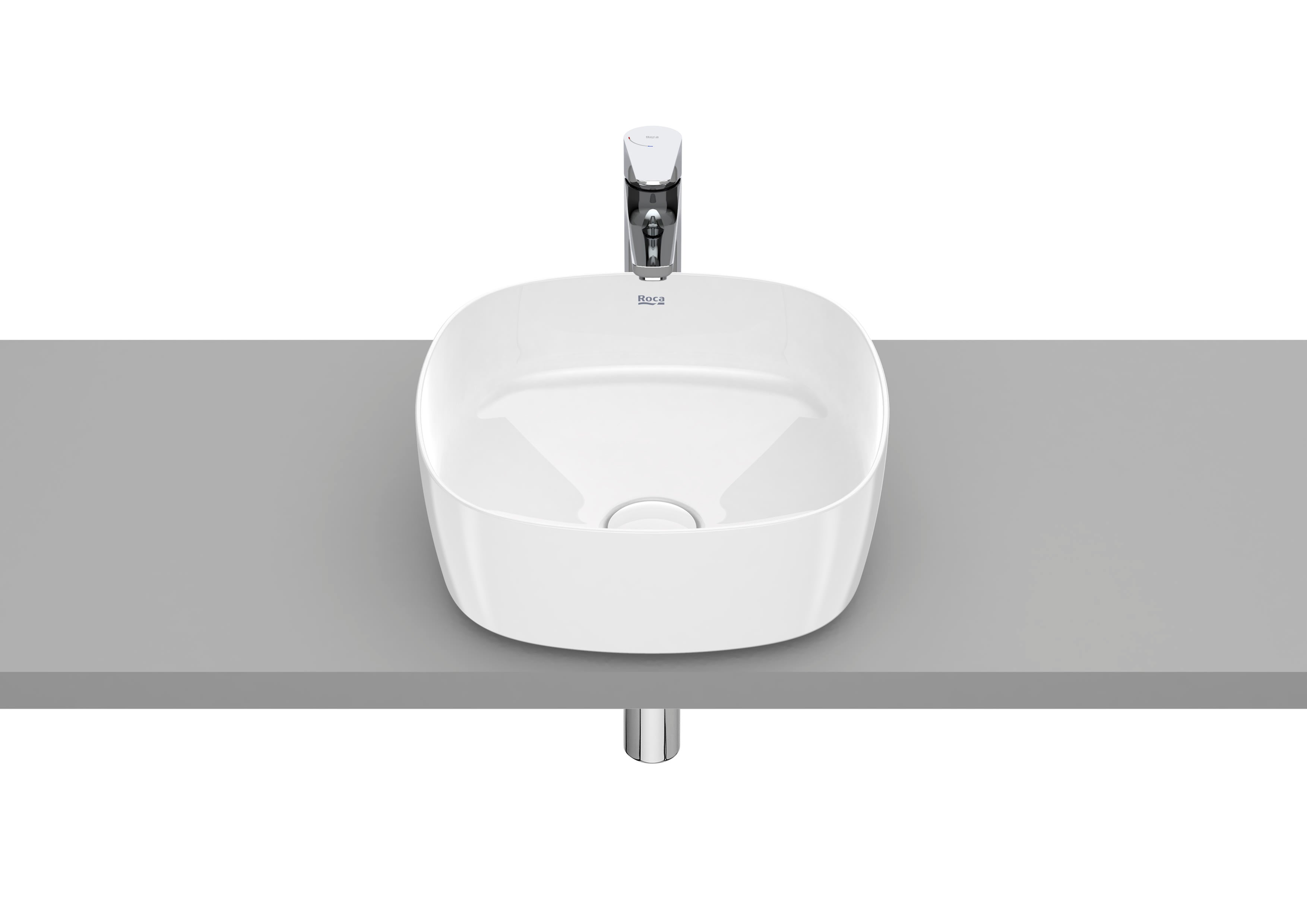 Roca Inspira SOFT – Умивалник върху плот 37×37×14см White бял FINECERAMIC® A327502000