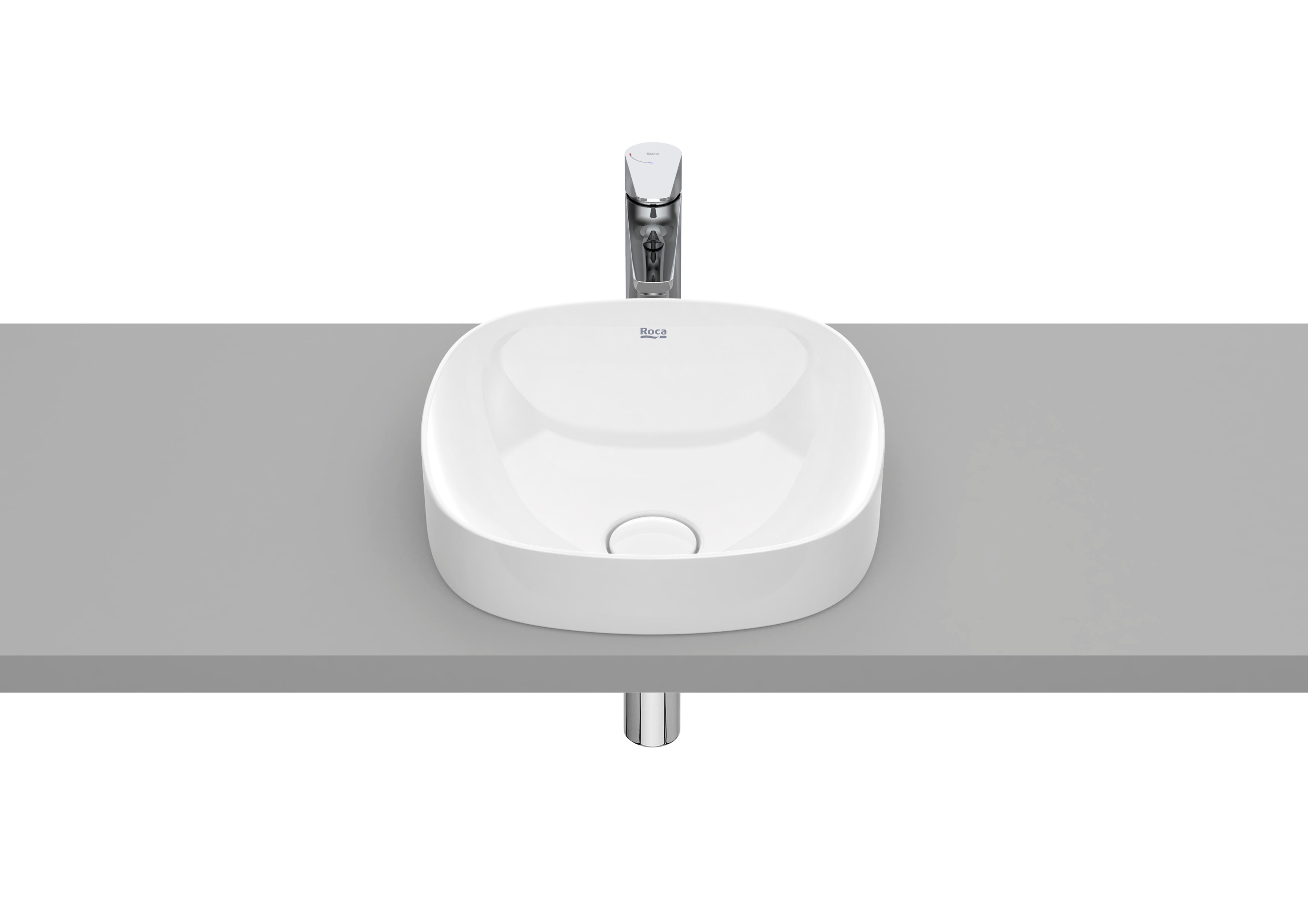 Roca Inspira SOFT – Умивалник за полувграждане 37×37×7.5см White бял FINECERAMIC® Corner A32750R000