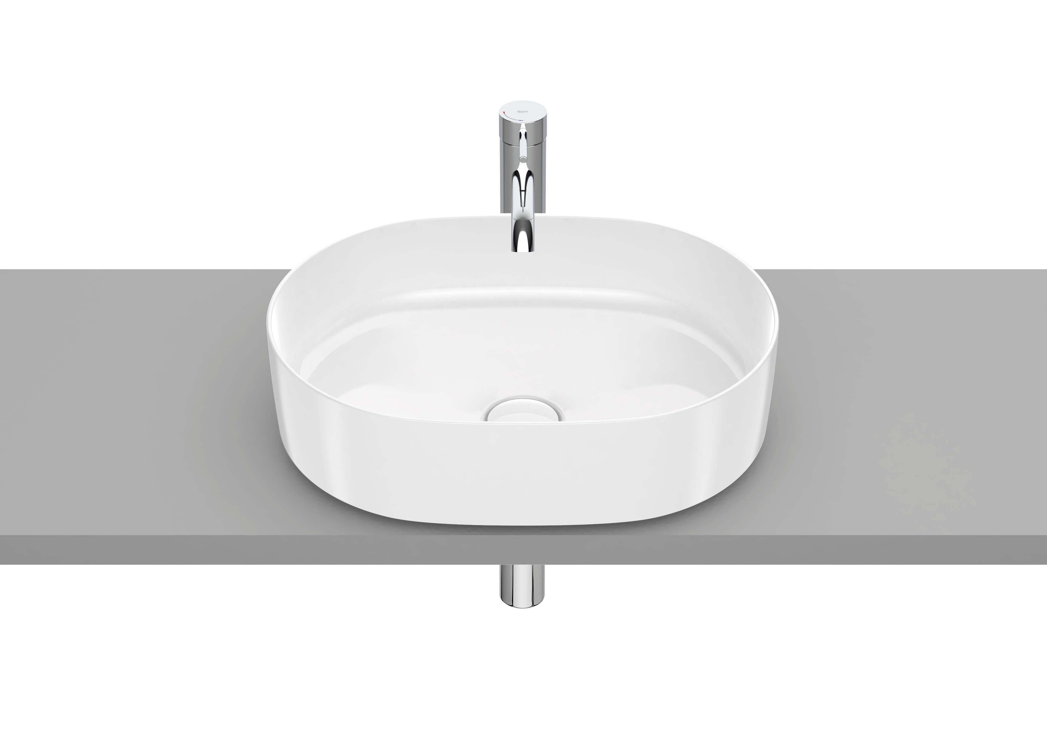 Roca Inspira ROUND – Овален умивалник върху плот 50×37×14см White бял FINECERAMIC® A327520000