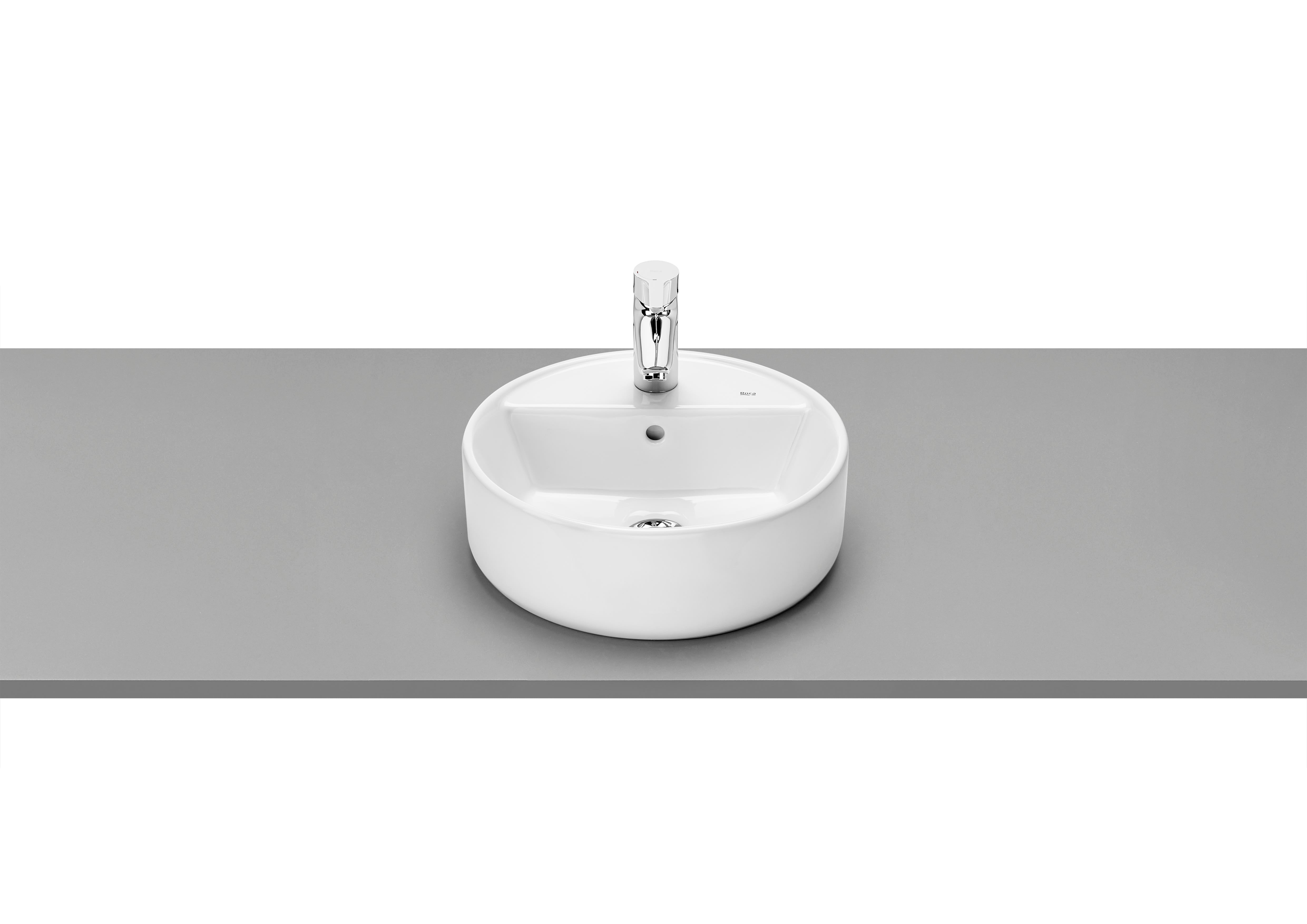 Roca The Gap Умивалник върху Плот с Отвор за Смесител Round BackGlazed Интегриран Плот White A3270MK000 - Stonea.BG