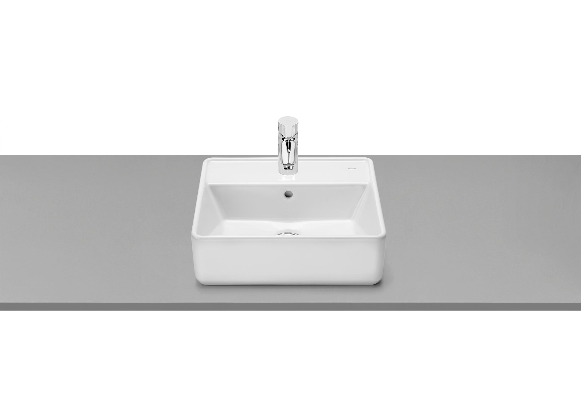 Roca The Gap Умивалник върху Плот с Отвор за Смесител Square BackGlazed Интегриран Плот White A3270MM000 - Stonea.BG