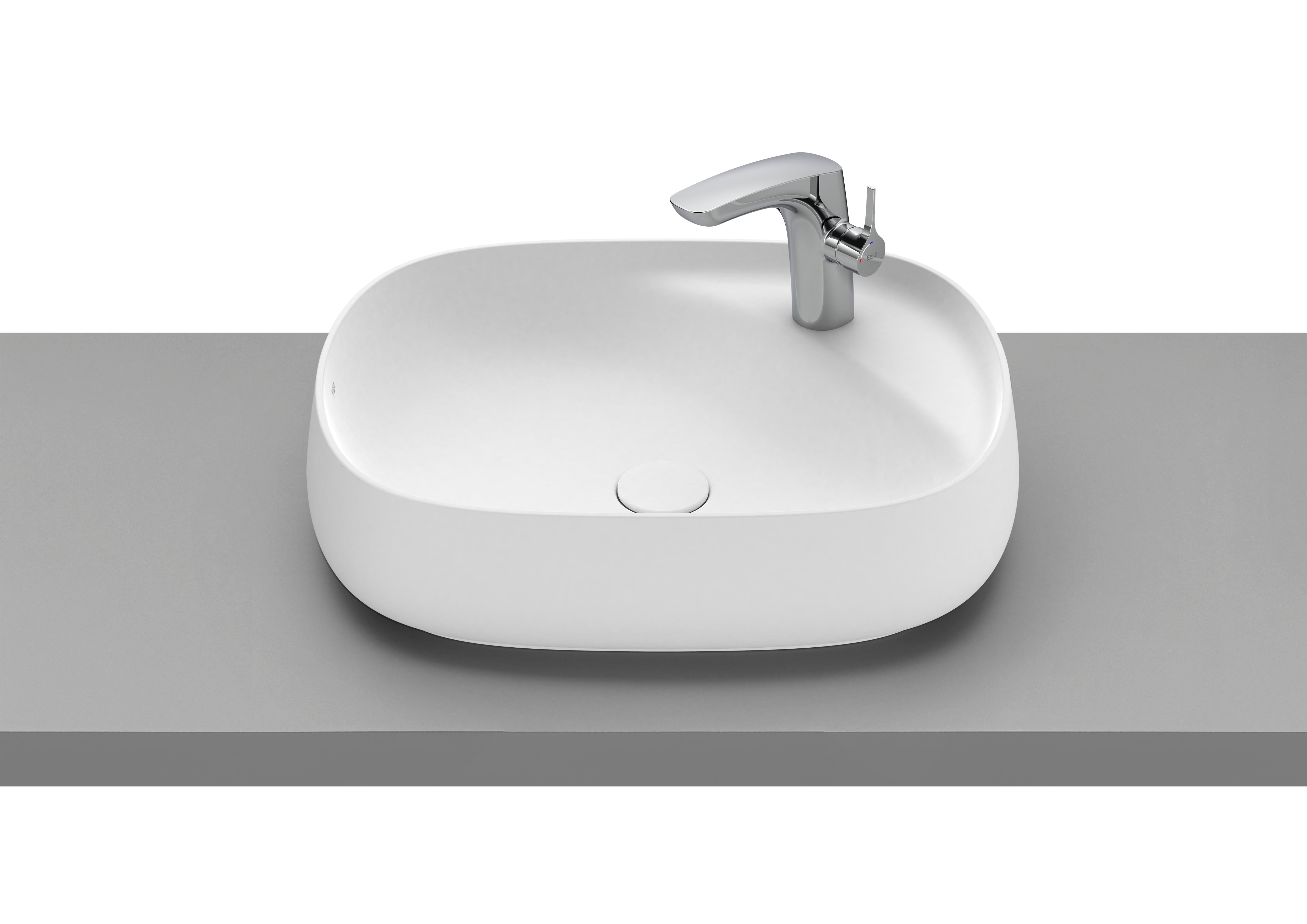 Roca Beyond Умивалник FINECERAMIC® върху Плот Soft Интегриран Плот 1 Отвор Дясно White A3270B8000 - Stonea.BG