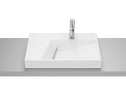 Roca Horizon – Асиметричен десен умивалник върху плот 60×42×8см White бял интегриран плот A32727600B