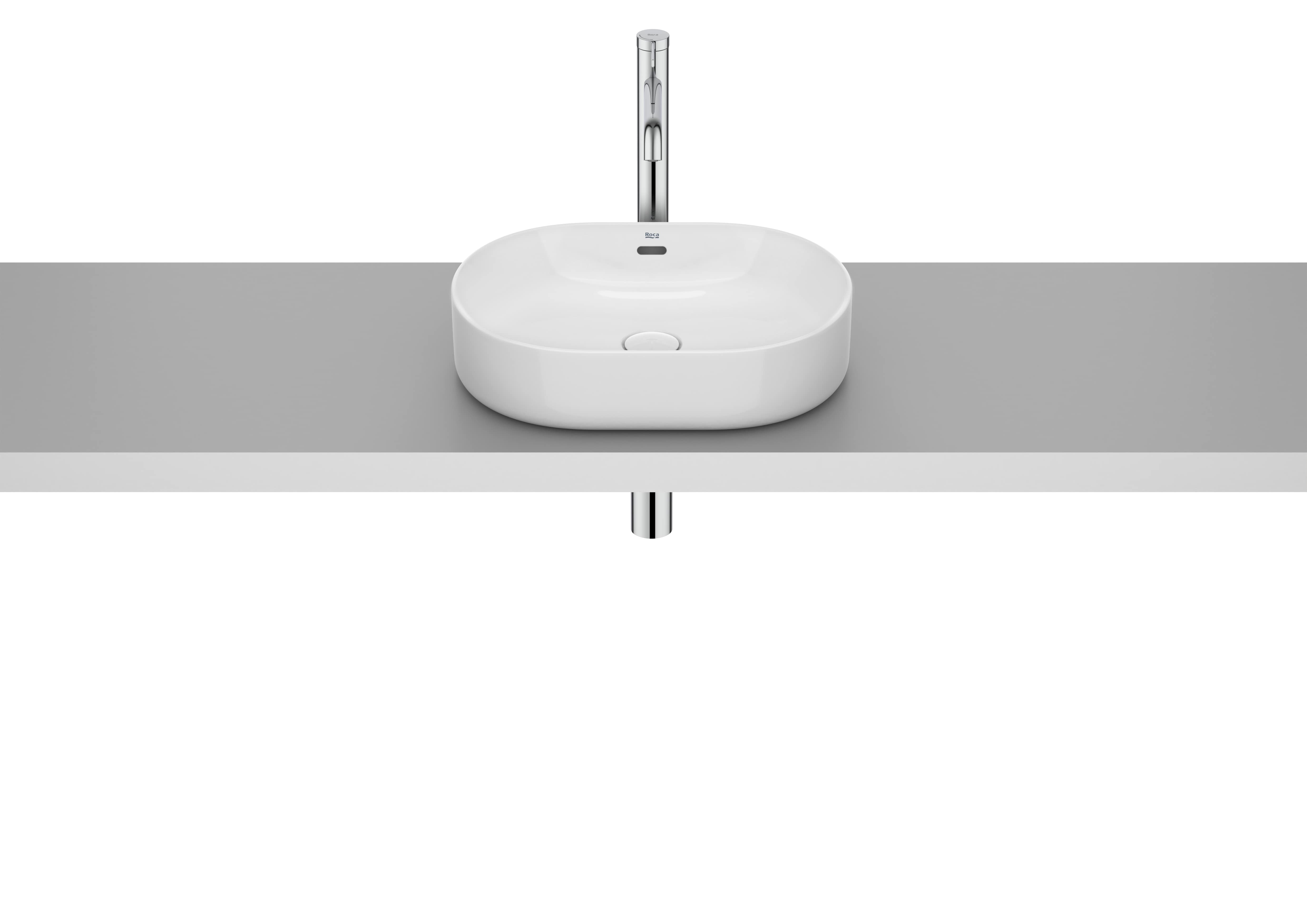 Roca Meridian – Овален умивалник върху плот 46×36.5×10.7см White бял FINECERAMIC® A327748000