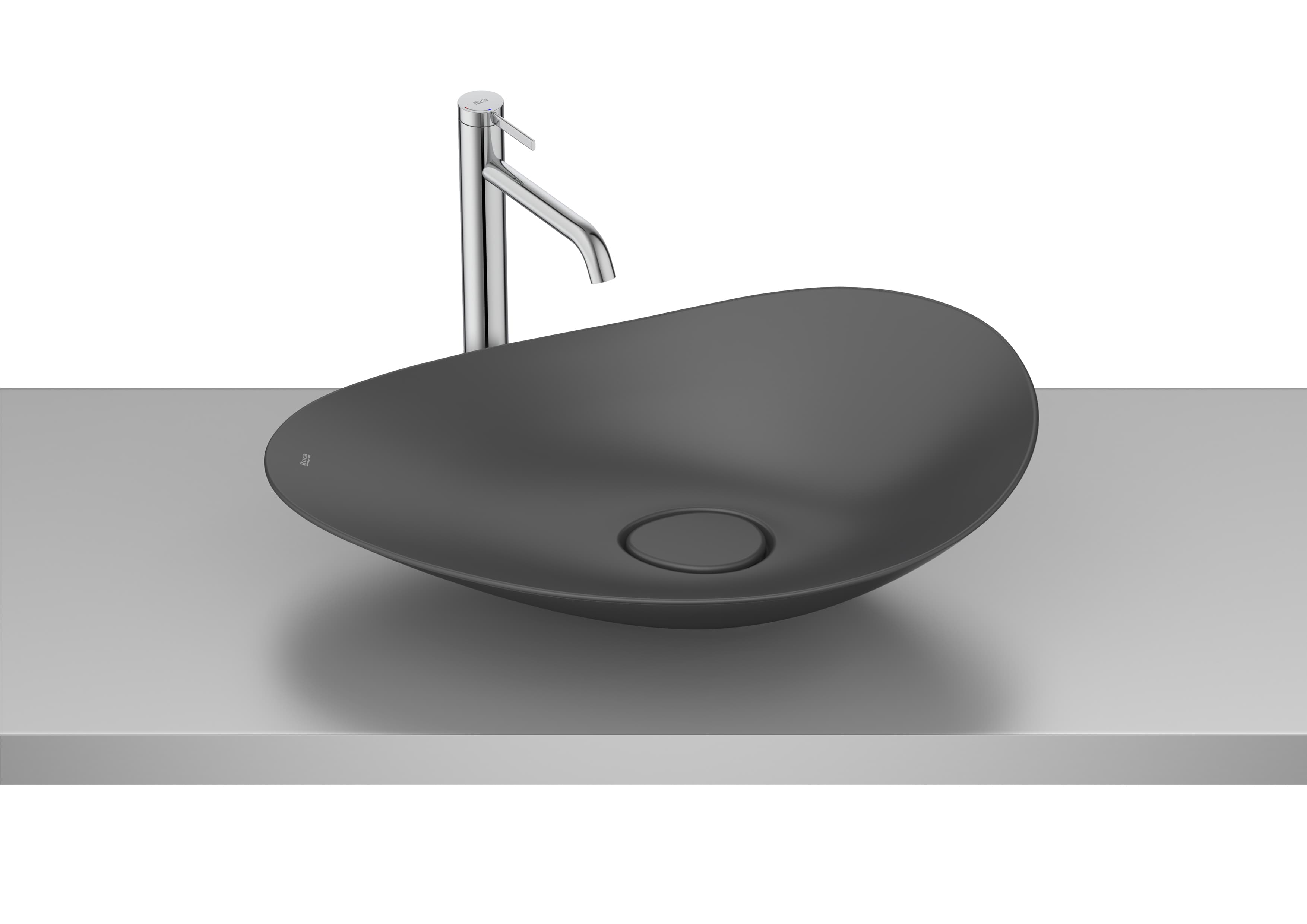 Roca Ohtake Умивалник FINECERAMIC® върху Плот Oval Асиметричен White A327A1P000 - Stonea.BG