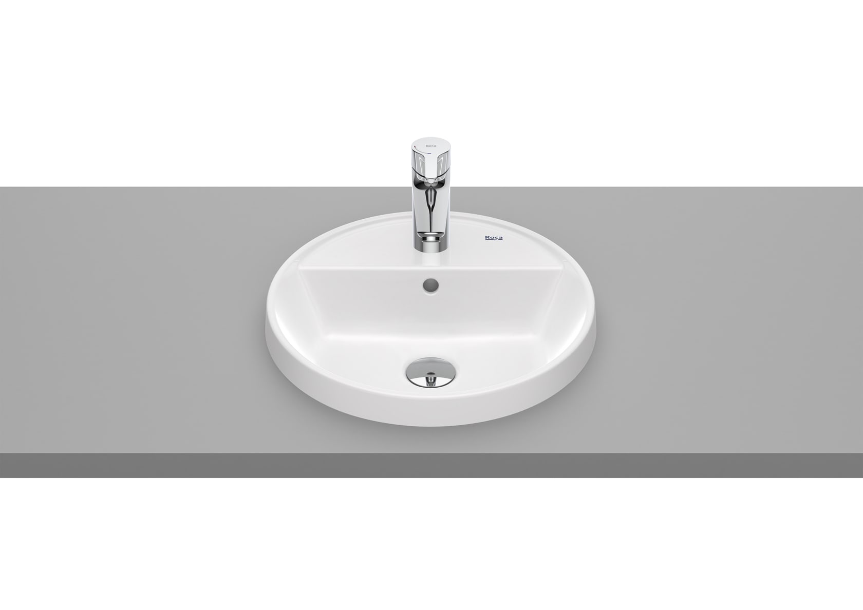 Roca The Gap – Овален умивалник за вграждане в плот 40×40×4см White бял интегриран плот 1 отвор A3270Y4000