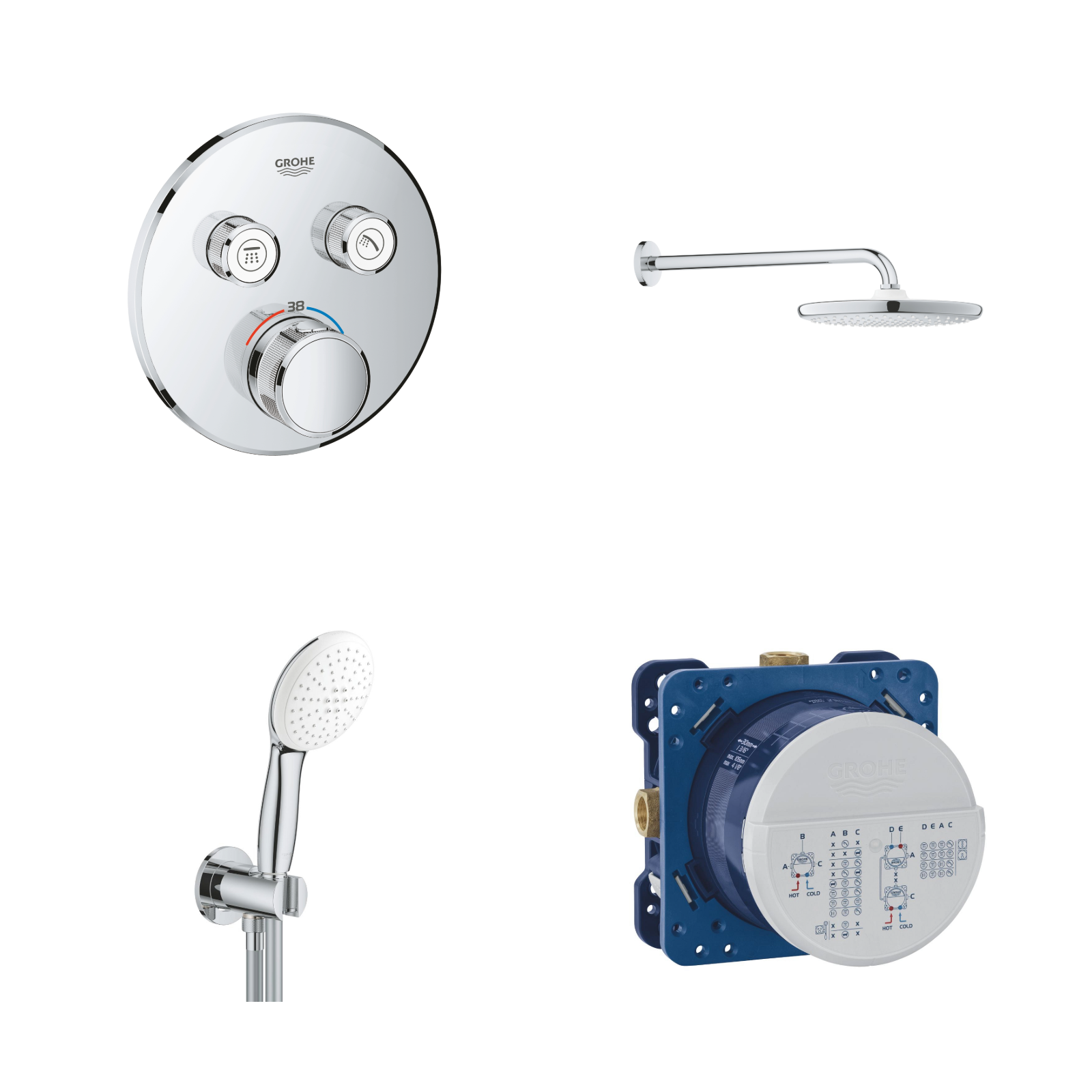 GROHE Grohtherm SmartControl + Tempesta 250 Комплект вграждане - Stonea.BG