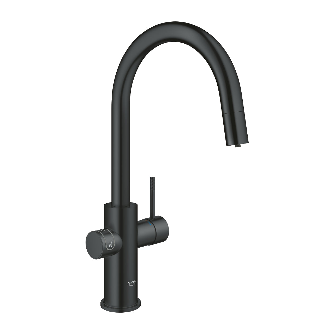 GROHE Blue Home Кухненски Смесител С-чучур + Изтеглящ Се Аератор Matte Black 31541KS0 - Stonea.BG