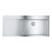 GROHE K1000 Кухненска Мивка Неръждаема Стомана с Плот за Отцеждане 1 Купа 116x52cm 31582SD1 - Stonea.BG