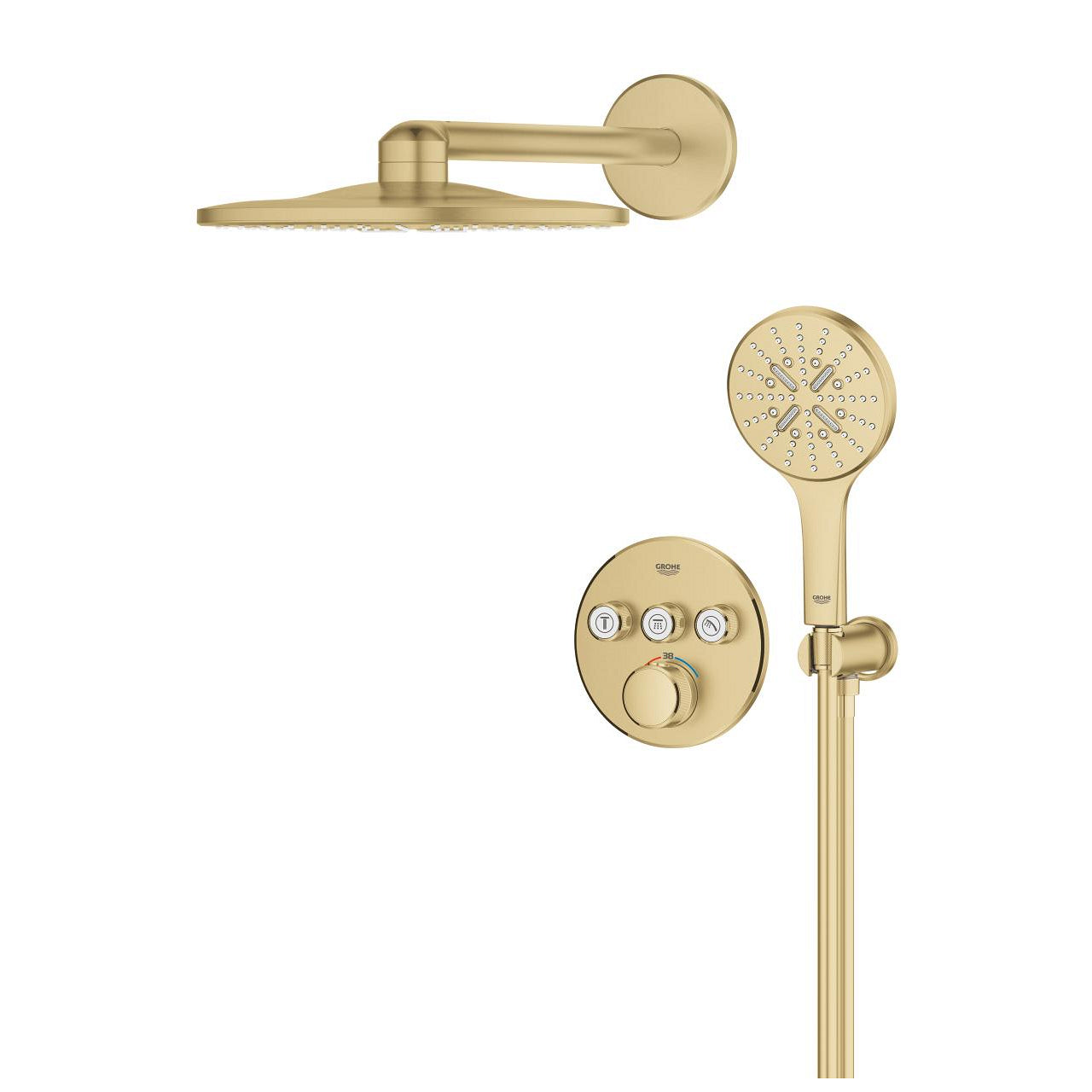 GROHE Grohtherm SmartControl Комплект Вградена Душ Система Rainshower SmartActive 310 Brushed Cool Sunrise 34863GN0 - Stonea.BG