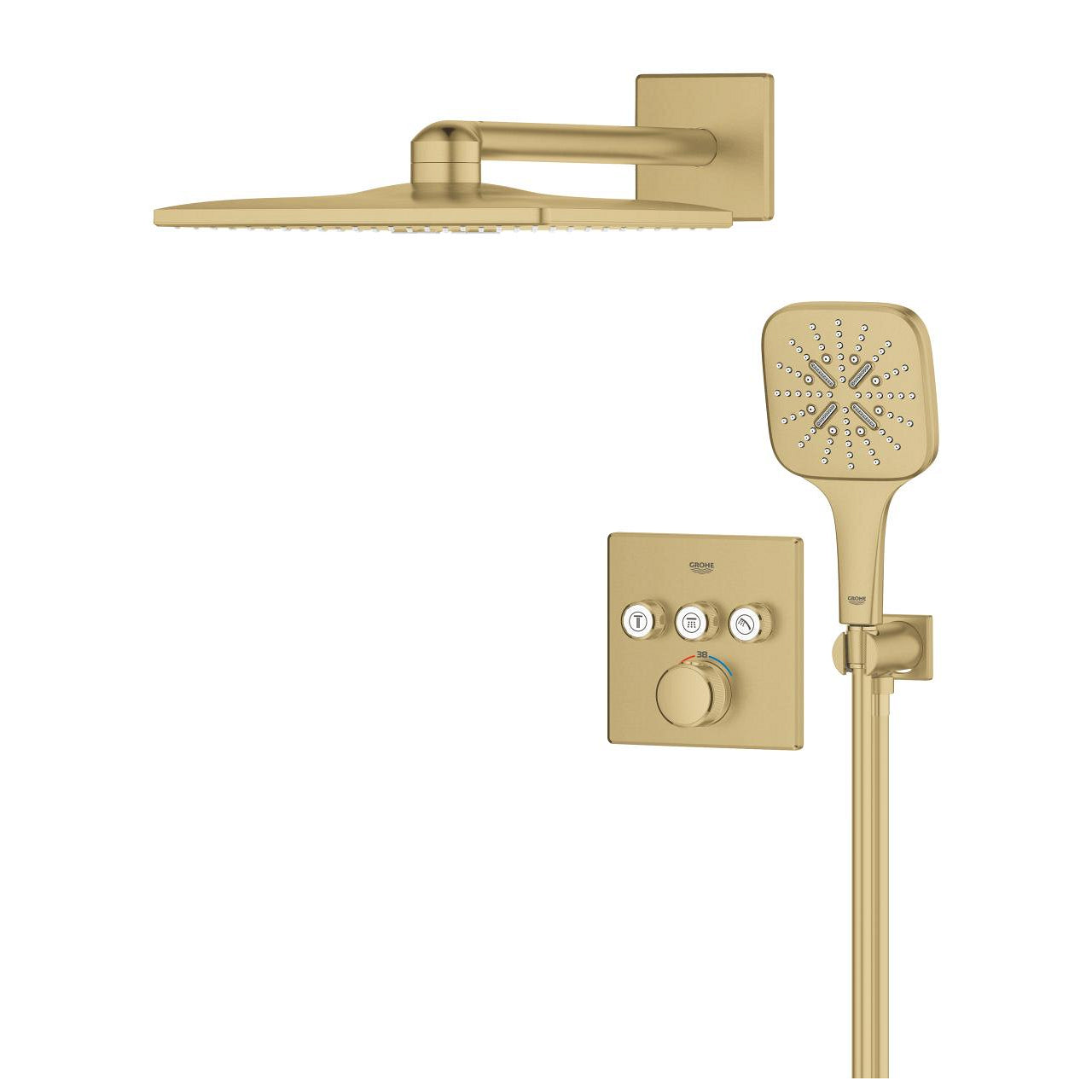 GROHE Grohtherm SmartControl Комплект Душ Система SmartBox Cube Brushed Cool Sunrise 34864GN0 - Stonea.BG