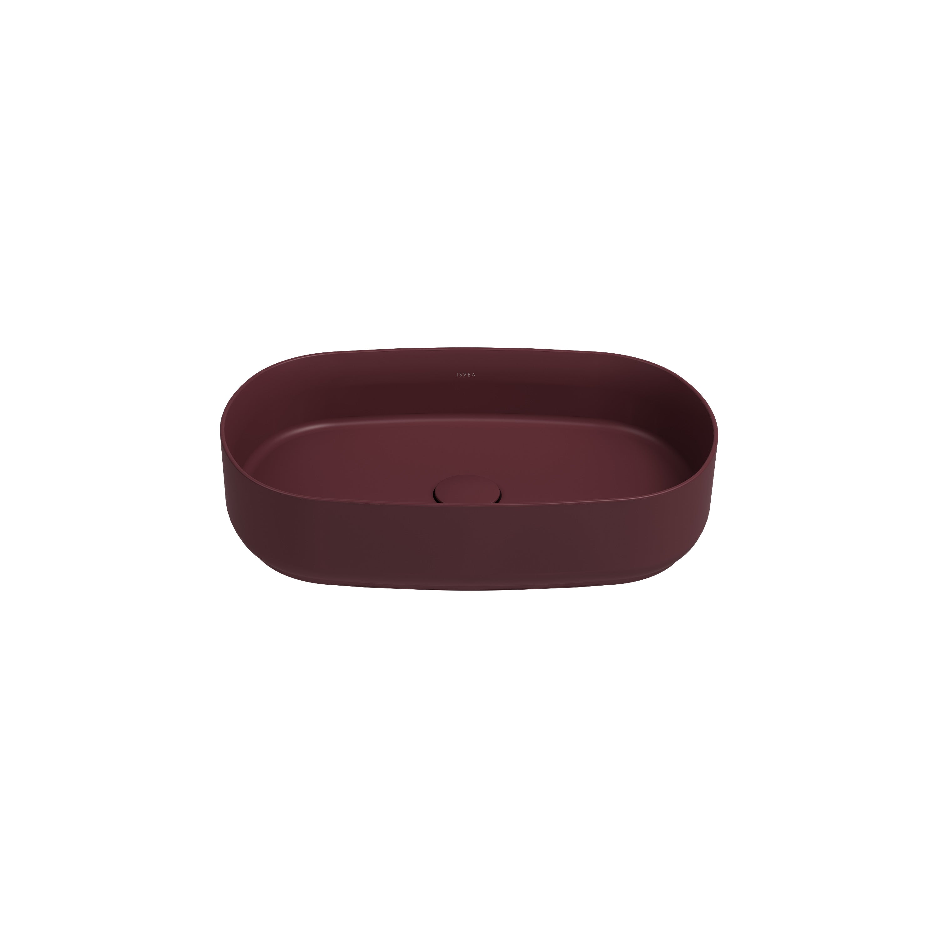 Isvea INFINITY Мивка върху плот Елипса 55×36×12см Maroon Red тъмно червен мат 10NF65055-2R