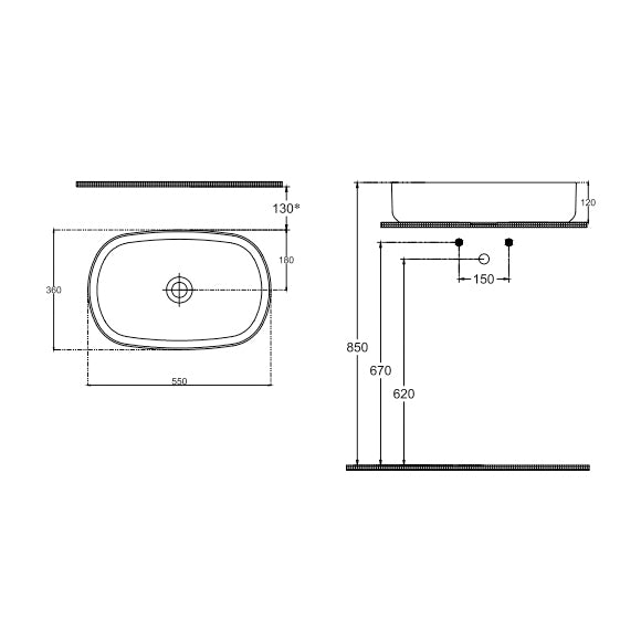 Isvea INFINITY Мивка върху плот Елипса 55×36×12см Anthracite антрацит графит мат 10NF65055-2C