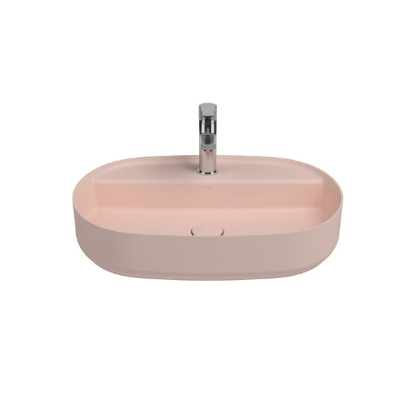 Isvea INFINITY Мивка върху плот Елипса 60×40×12см с отвор за смесител Salmon розов мат 10NF65060-2S