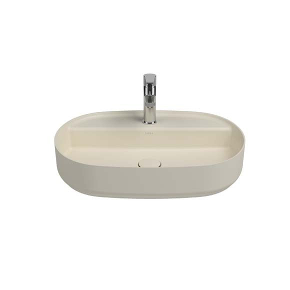Isvea INFINITY Мивка върху плот Елипса 60×40×12см с отвор за смесител Ivory беж мат 10NF65060-2K