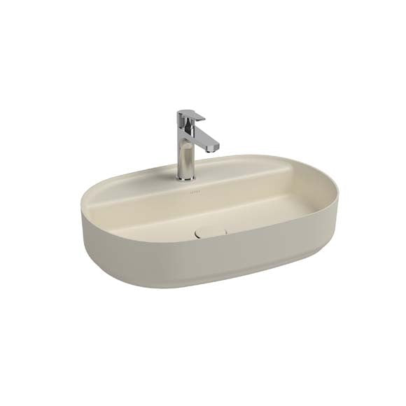 Isvea INFINITY Мивка върху плот Елипса 60×40×12см с отвор за смесител Ivory беж мат 10NF65060-2K