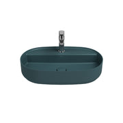Isvea INFINITY Мивка върху плот Елипса 60×40×12см с отвор за смесител Petrol Green петролно зелено мат 10NF65060-2P